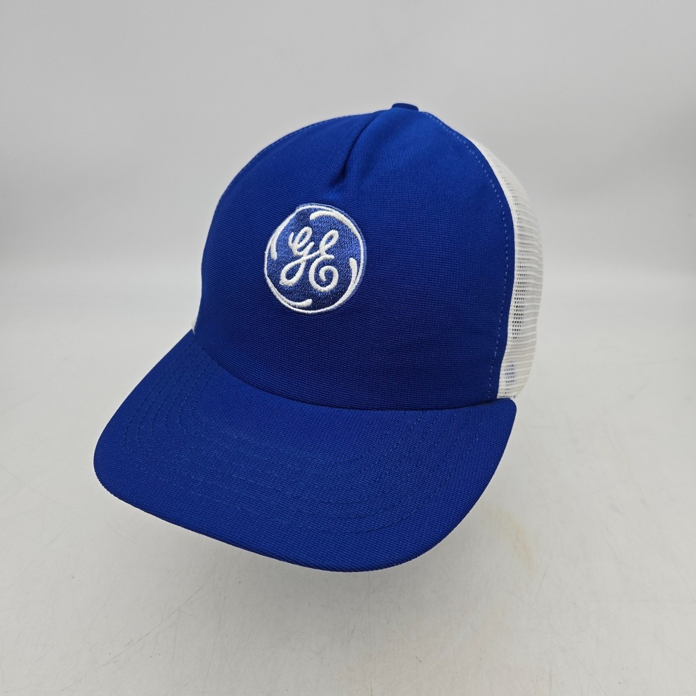 Vintage GE General Electric Snapback Hat Cap Blue Aviation Airplane Engines USA